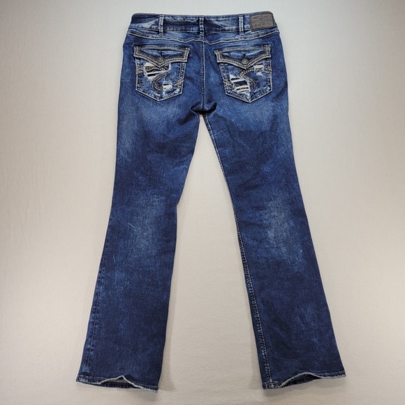 Silver Jeans Womens 33x33 Suki Bootcut Selvedge Low Rise Dark Wash Denim - Picture 4 of 15